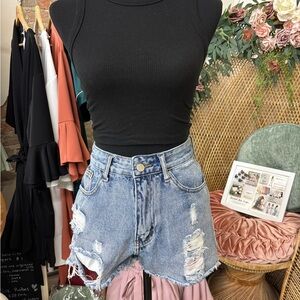 Distressed Denim Shorts